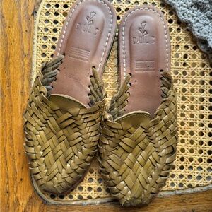 Sols Leather Woven Mules - brown